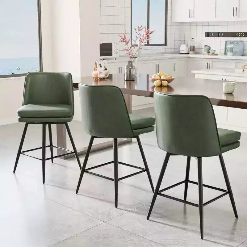 Taburetes de bar modernos de cuero sintético acolchados: giro de 360°, construcción duradera y diseño elegante