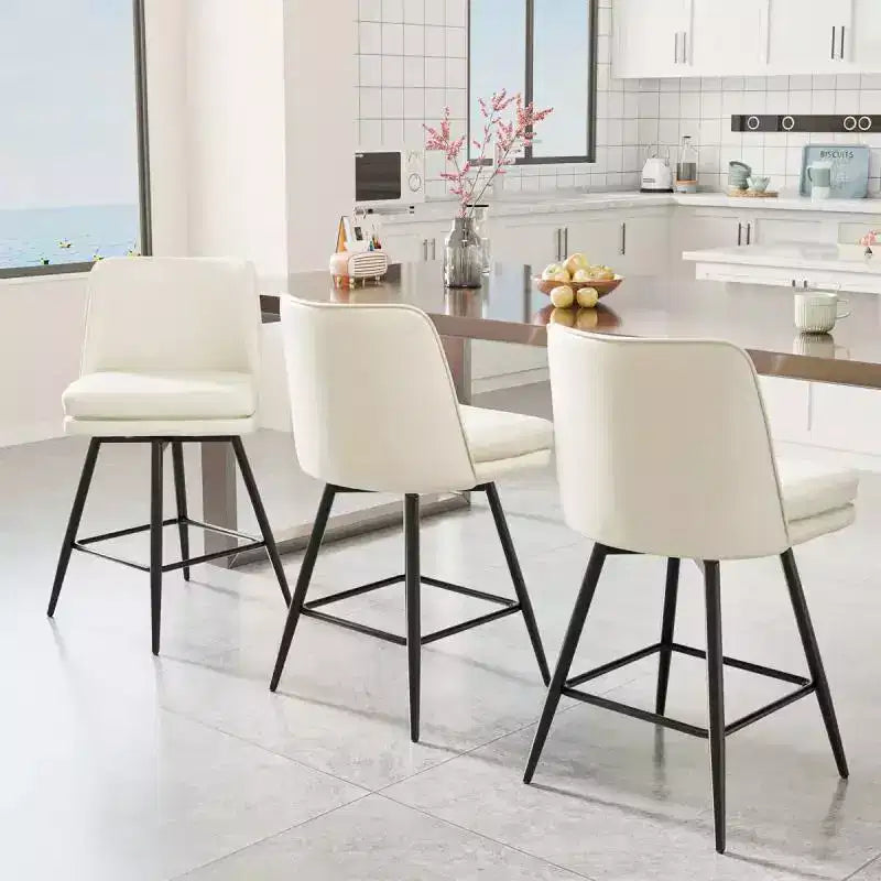 Taburetes de bar modernos de cuero sintético acolchados: giro de 360°, construcción duradera y diseño elegante