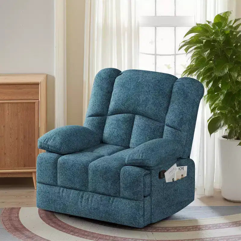 Sillón Reclinable Mecedora Grande Verde Negruzco para Adultos Salón