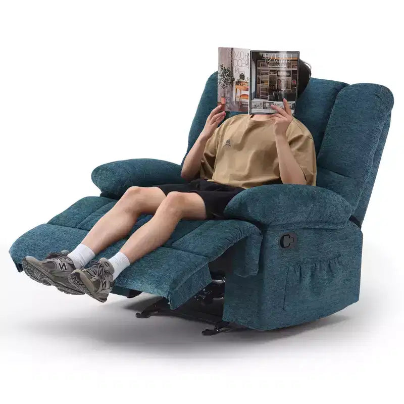 Sillón Reclinable Mecedora Grande Verde Negruzco para Adultos Salón