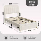 Base de cama tapizada doble con cabecero de estantería, base de colchón de plataforma de terciopelo