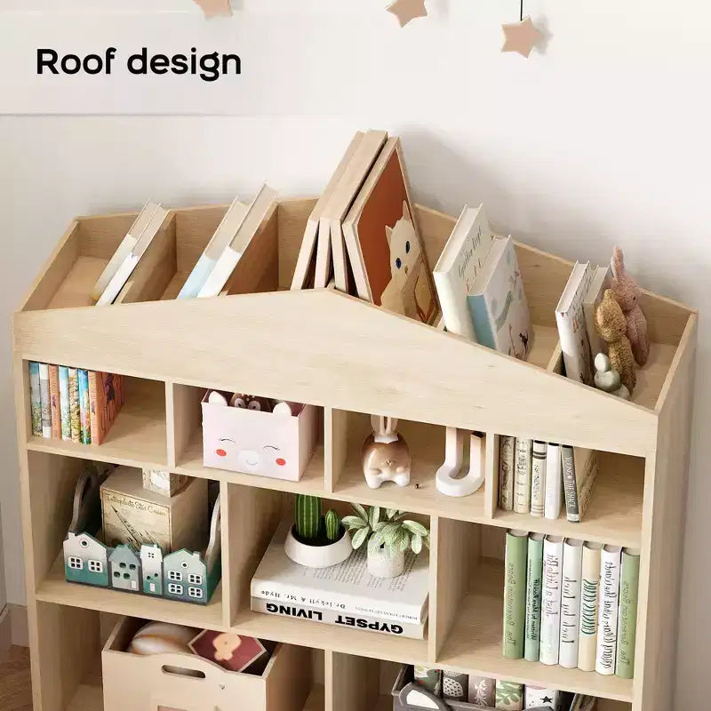 41 Organizador de almacenamiento de juguetes, estantería de madera para niños con 9 compartimentos, estante de juguetes resistente para sala de juegos, cuarto de niños, habitación infantil