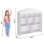 41 Organizador de almacenamiento de juguetes, estantería de madera para niños con 9 compartimentos, estante de juguetes resistente para sala de juegos, cuarto de niños, habitación infantil