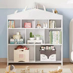 41 Organizador de almacenamiento de juguetes, estantería de madera para niños con 9 compartimentos, estante de juguetes resistente para sala de juegos, cuarto de niños, habitación infantil