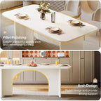 Mesa de comedor moderna negra para 4-6 personas, mesa de cocina rectangular grande de 63 pulgadas con patas de diseño de arco, para comedor