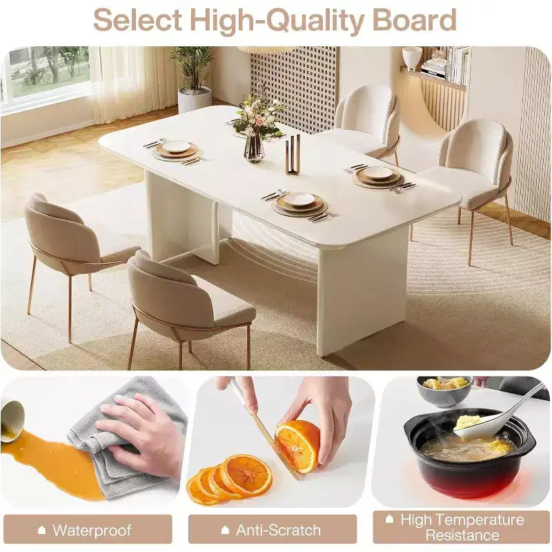 Mesa de comedor moderna negra para 4-6 personas, mesa de cocina rectangular grande de 63 pulgadas con patas de diseño de arco, para comedor