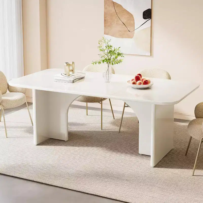Mesa de comedor moderna negra para 4-6 personas, mesa de cocina rectangular grande de 63 pulgadas con patas de diseño de arco, para comedor