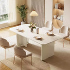 Mesa de comedor moderna negra para 4-6 personas, mesa de cocina rectangular grande de 63 pulgadas con patas de diseño de arco, para comedor