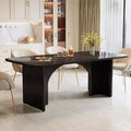 Mesa de comedor moderna negra para 4-6 personas, mesa de cocina rectangular grande de 63 pulgadas con patas de diseño de arco, para comedor