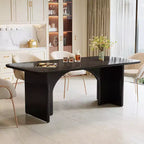Mesa de comedor moderna negra para 4-6 personas, mesa de cocina rectangular grande de 63 pulgadas con patas de diseño de arco, para comedor