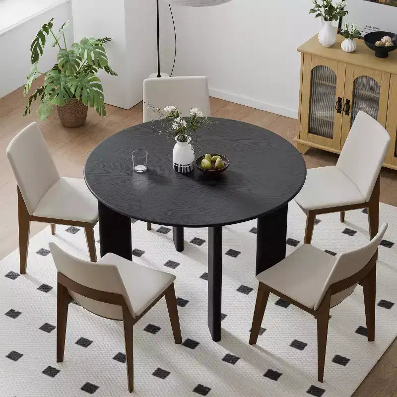 Mesa de comedor redonda de madera de 45 pulgadas para 4, mesa moderna de cocina y comedor de estilo rústico