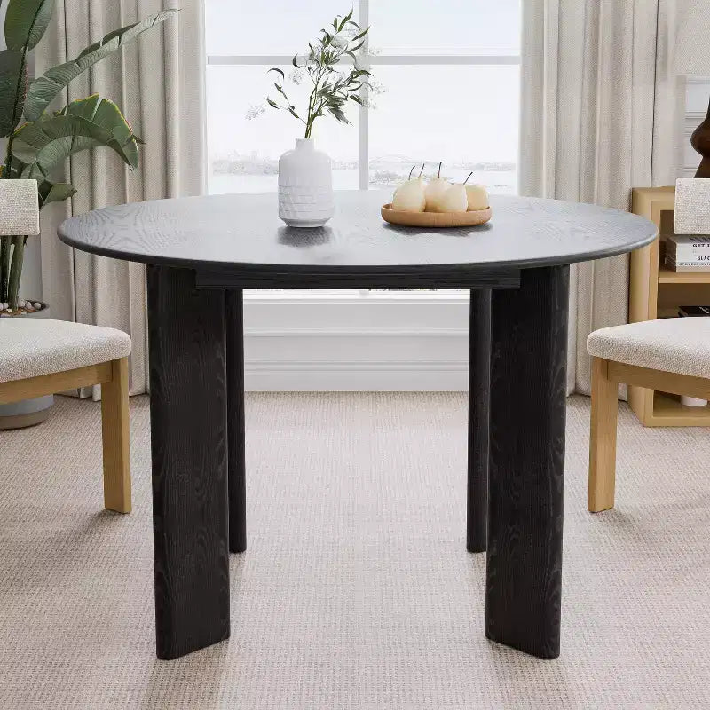 Mesa de comedor redonda de madera de 45 pulgadas para 4, mesa moderna de cocina y comedor de estilo rústico