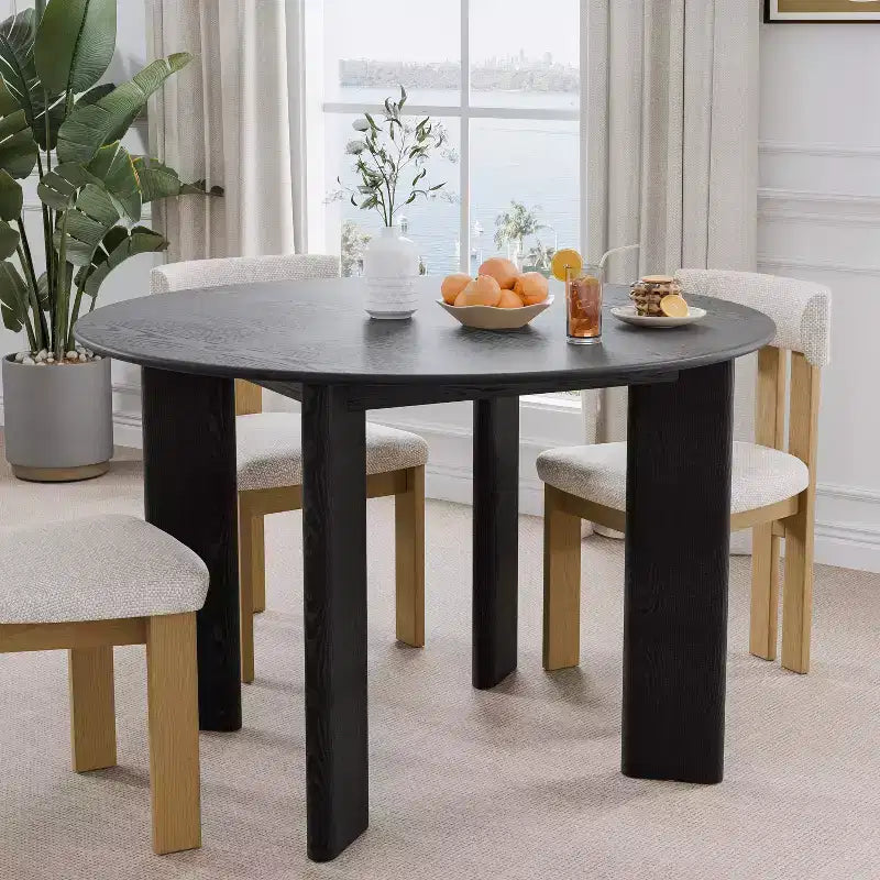 Mesa de comedor redonda de madera de 45 pulgadas para 4, mesa moderna de cocina y comedor de estilo rústico