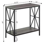 Mesa auxiliar HomeStock Belmont con estación de carga y estante, dos puertos USB, mesa auxiliar elegante con diseño de marco entrecruzado para decoración de dormitorio