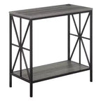 Mesa auxiliar HomeStock Belmont con estación de carga y estante, dos puertos USB, mesa auxiliar elegante con diseño de marco entrecruzado para decoración de dormitorio