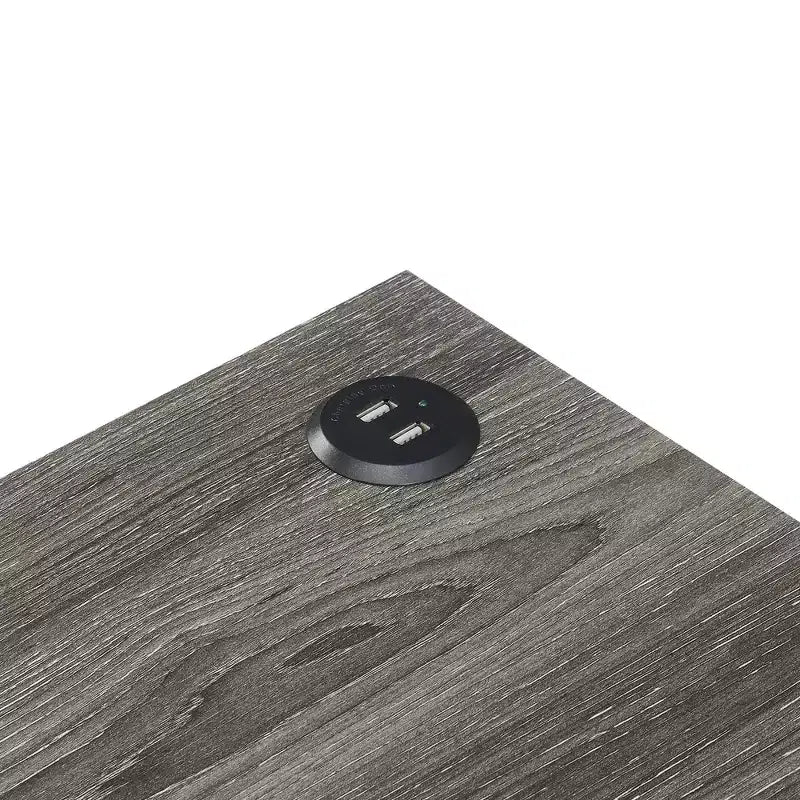 Mesa auxiliar HomeStock Belmont con estación de carga y estante, dos puertos USB, mesa auxiliar elegante con diseño de marco entrecruzado para decoración de dormitorio
