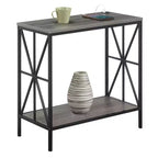 Mesa auxiliar HomeStock Belmont con estación de carga y estante, dos puertos USB, mesa auxiliar elegante con diseño de marco entrecruzado para decoración de dormitorio