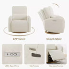 Sillón Reclinable Giratorio Eléctrico para Bebés Spruce & Spring con Cojín Lumbar