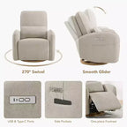 Sillón Reclinable Giratorio Eléctrico para Bebés Spruce & Spring con Cojín Lumbar