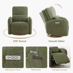 Sillón Reclinable Giratorio Eléctrico para Bebés Spruce & Spring con Cojín Lumbar