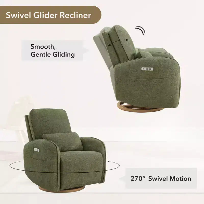 Sillón Reclinable Giratorio Eléctrico para Bebés Spruce & Spring con Cojín Lumbar
