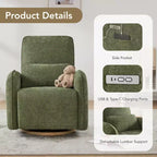Sillón Reclinable Giratorio Eléctrico para Bebés Spruce & Spring con Cojín Lumbar