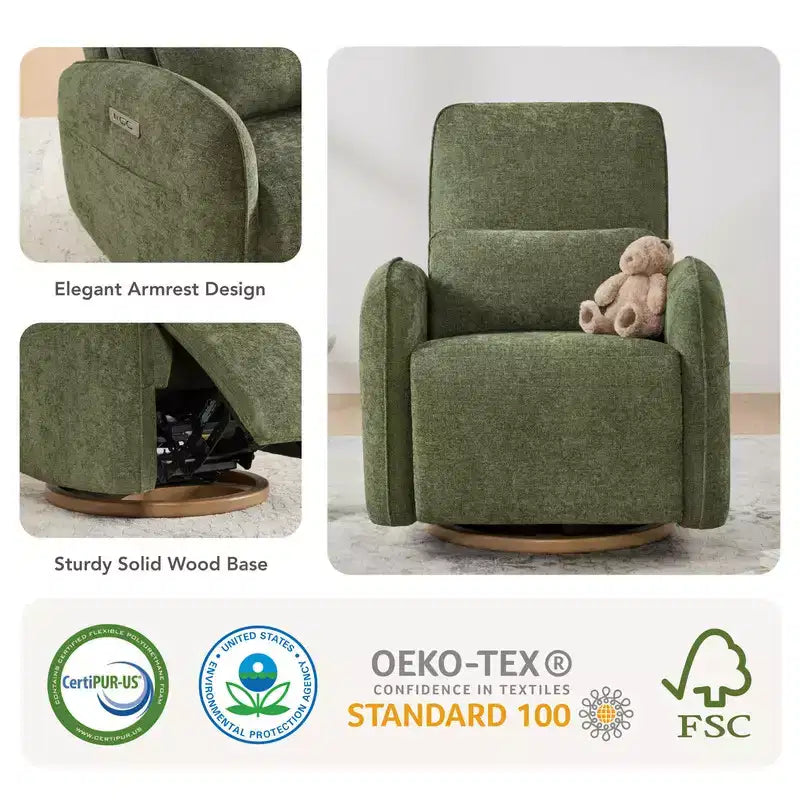Sillón Reclinable Giratorio Eléctrico para Bebés Spruce & Spring con Cojín Lumbar