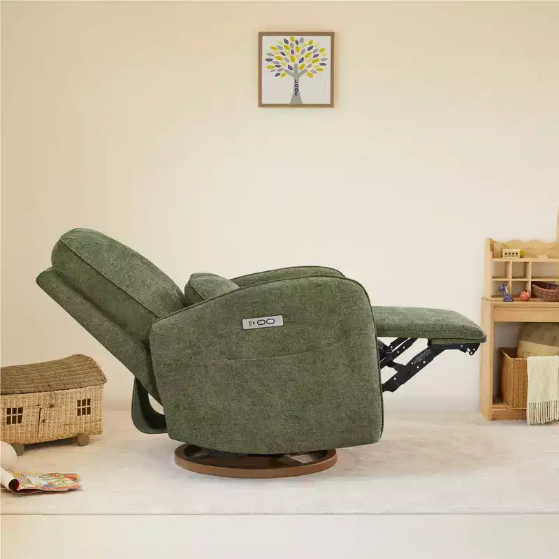 Sillón Reclinable Giratorio Eléctrico para Bebés Spruce & Spring con Cojín Lumbar