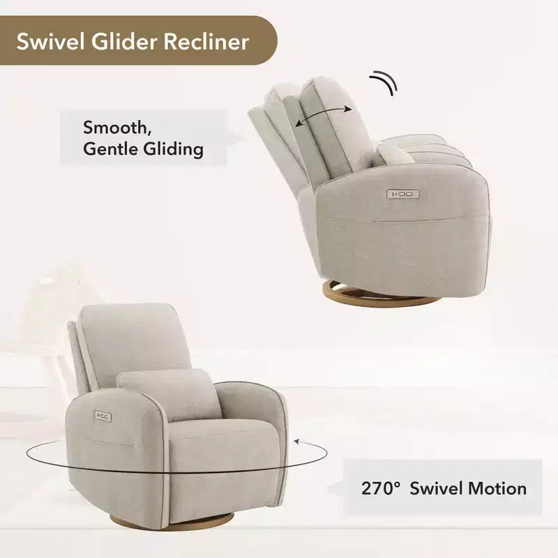 Sillón Reclinable Giratorio Eléctrico para Bebés Spruce & Spring con Cojín Lumbar