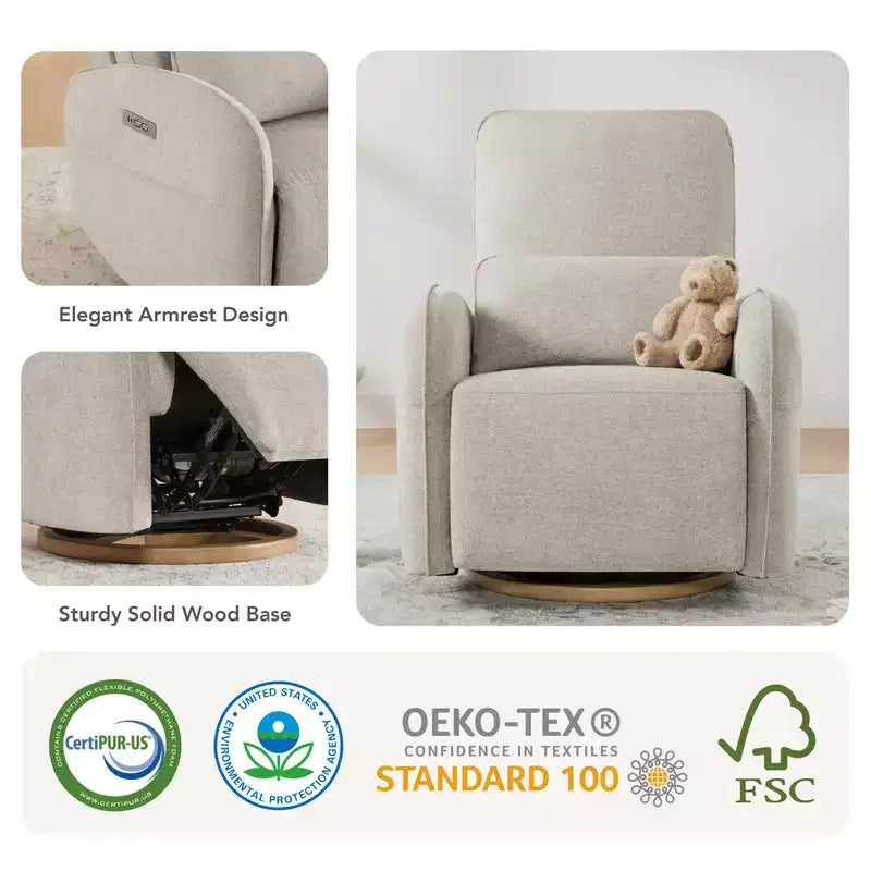 Sillón Reclinable Giratorio Eléctrico para Bebés Spruce & Spring con Cojín Lumbar
