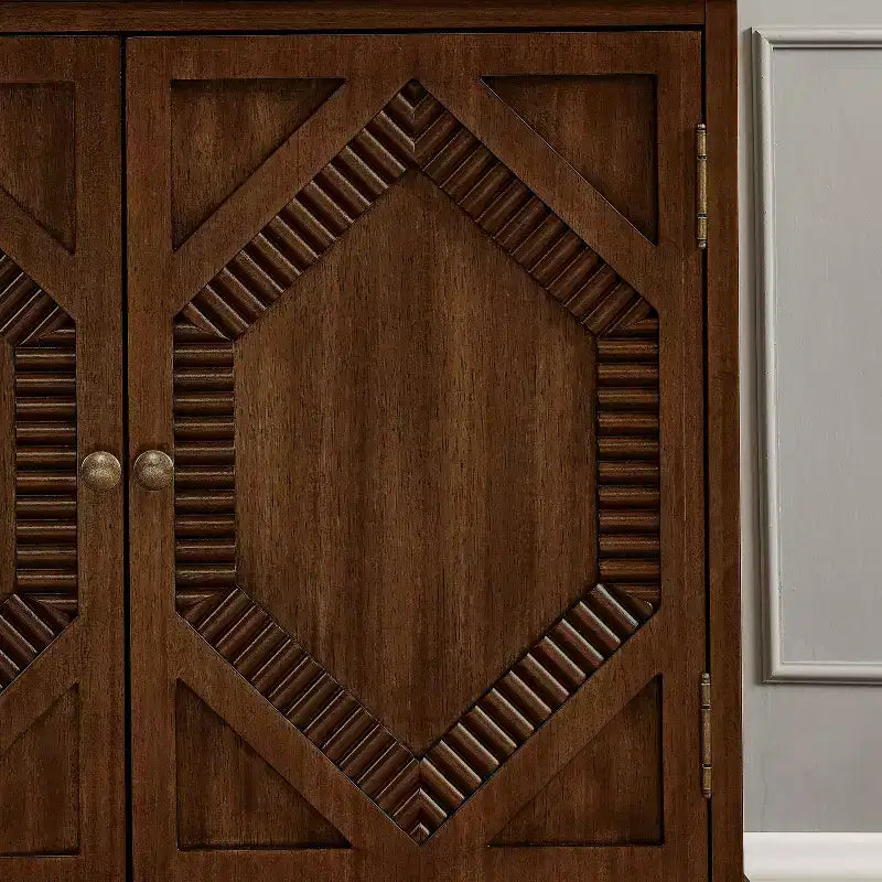 Aparador bufé de mediados de siglo, armario auxiliar con 4 puertas y 4 estantes, armario de almacenamiento para sala de estar, recibidor, oficina