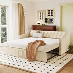 Bellemave sofá cama tapizado individual con nido elevable, estructura de sofá cama individual con nido extensible, sofá cama tapizado, dormitorio, sala de estar, beige