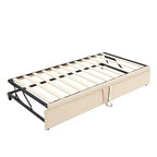 Bellemave sofá cama tapizado individual con nido elevable, estructura de sofá cama individual con nido extensible, sofá cama tapizado, dormitorio, sala de estar, beige
