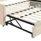 Bellemave sofá cama tapizado individual con nido elevable, estructura de sofá cama individual con nido extensible, sofá cama tapizado, dormitorio, sala de estar, beige