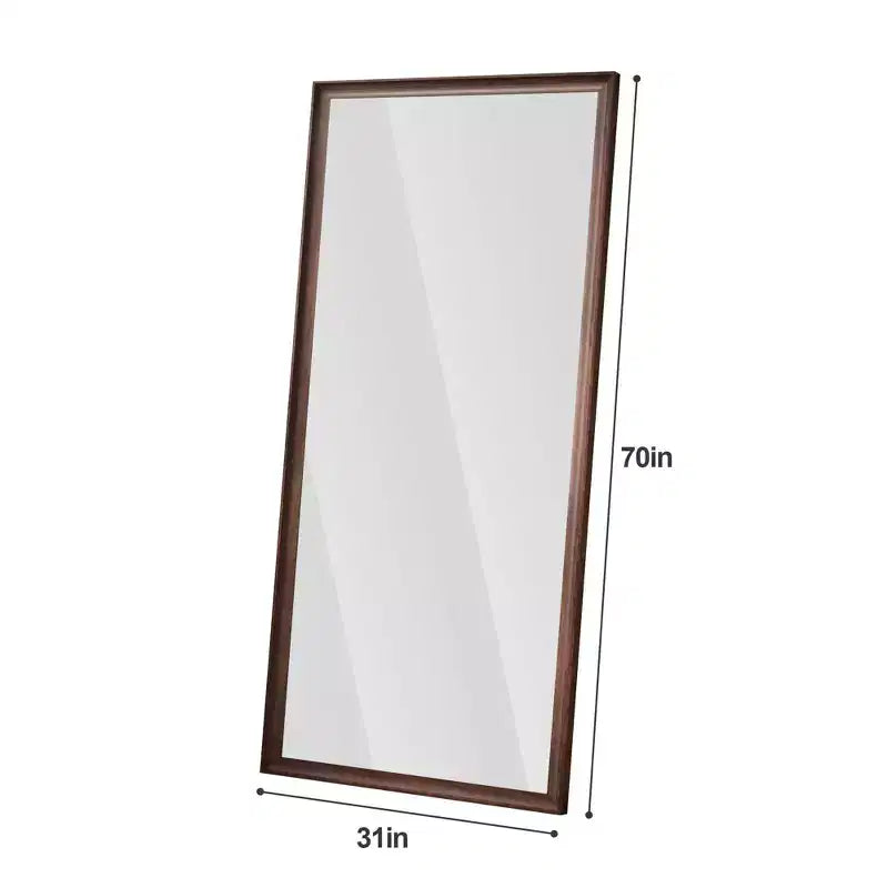 Espejo de cuerpo entero de 70 x 32 pulgadas con marco de madera, espejo de pie de 5 mm con orificio para colgar, espejo de pared para sala de estar, vestidor