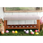 EHMKNP Solid Oak Entryway Bench with Upholstered Cushion and Lower Slatted Storage Benches