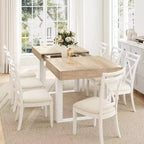 Mesa de comedor extensible Zevemomo63-78.7, mesa de cocina de 6 a 10 asientos, mesa de cocina rectangular con riel metálico, patas cónicas en forma de U para comedor, oficina - Roble