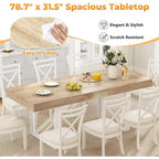 Mesa de comedor extensible Zevemomo63-78.7, mesa de cocina de 6 a 10 asientos, mesa de cocina rectangular con riel metálico, patas cónicas en forma de U para comedor, oficina - Roble