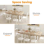 Mesa de comedor extensible Zevemomo63-78.7, mesa de cocina de 6 a 10 asientos, mesa de cocina rectangular con riel metálico, patas cónicas en forma de U para comedor, oficina - Roble
