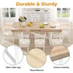 Mesa de comedor extensible Zevemomo63-78.7, mesa de cocina de 6 a 10 asientos, mesa de cocina rectangular con riel metálico, patas cónicas en forma de U para comedor, oficina - Roble