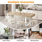 Mesa de comedor extensible Zevemomo63-78.7, mesa de cocina de 6 a 10 asientos, mesa de cocina rectangular con riel metálico, patas cónicas en forma de U para comedor, oficina - Roble
