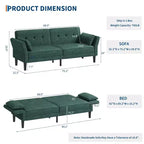 89 Sofá cama moderno con 2 almohadas Sofá cama futón tapizado en chenilla con respaldo ajustable Sofá cama de asiento profundo para sala de estar apartamento