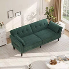 89 Sofá cama moderno con 2 almohadas Sofá cama futón tapizado en chenilla con respaldo ajustable Sofá cama de asiento profundo para sala de estar apartamento