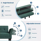 89 Sofá cama moderno con 2 almohadas Sofá cama futón tapizado en chenilla con respaldo ajustable Sofá cama de asiento profundo para sala de estar apartamento
