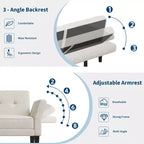 89 Sofá cama moderno con 2 almohadas Sofá cama futón tapizado en chenilla con respaldo ajustable Sofá cama de asiento profundo para sala de estar apartamento