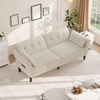 89 Sofá cama moderno con 2 almohadas Sofá cama futón tapizado en chenilla con respaldo ajustable Sofá cama de asiento profundo para sala de estar apartamento