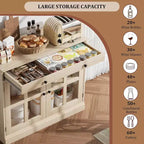 35.4 Aparador blanco moderno - Vitrina con puertas de vidrio y cajones de almacenamiento para comedor y cocina
