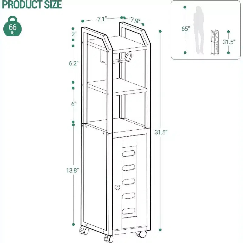 Armario de almacenamiento para baño - Armario para almacenar papel higiénico, Portarrollos de papel higiénico pequeño con 4 ruedas