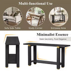 Mesa consola estrecha moderna de 63 pulgadas, mesa de entrada con detalles de metal y estante abierto, mesa decorativa para sala de estar, pasillo, negra