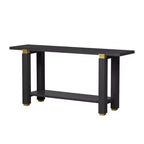 Mesa consola estrecha moderna de 63 pulgadas, mesa de entrada con detalles de metal y estante abierto, mesa decorativa para sala de estar, pasillo, negra